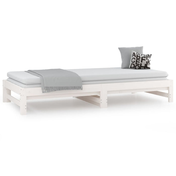 Pat de zi extensibil, alb, 2x(80x200) cm, lemn masiv de pin - WALTI WALTI