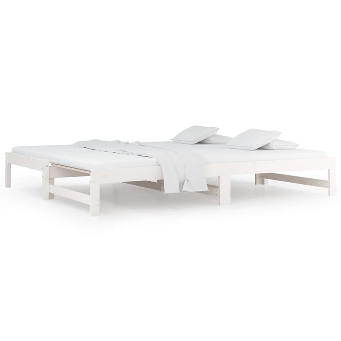 Pat de zi extensibil, alb, 2x(90x190) cm, lemn masiv de pin WALTI