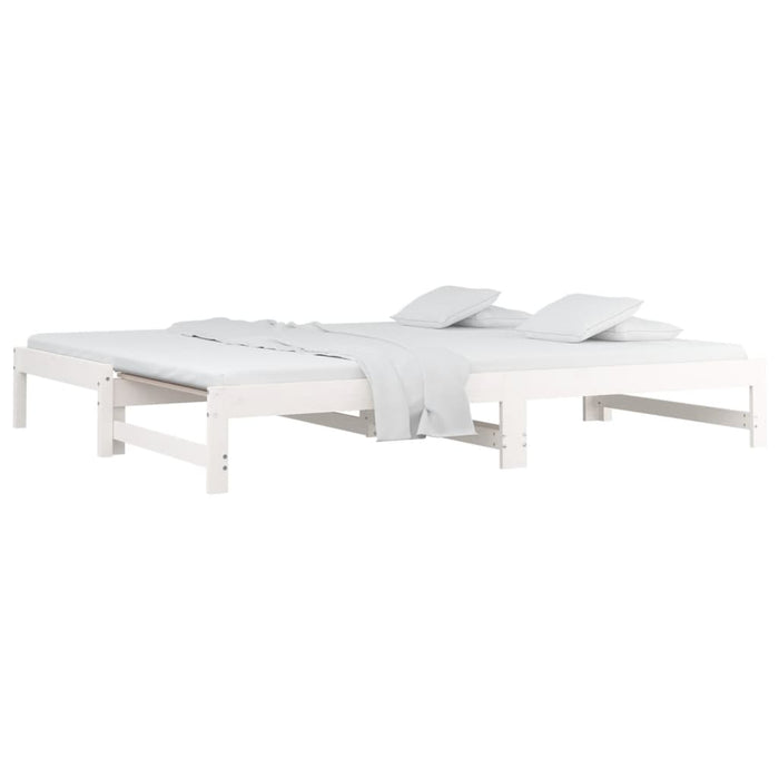 Pat de zi extensibil, alb, 2x(90x190) cm, lemn masiv de pin WALTI
