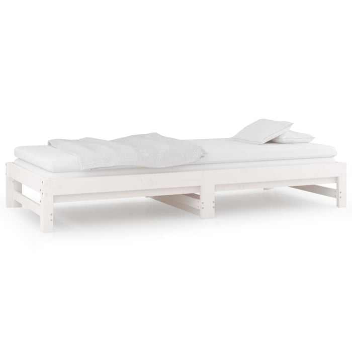 Pat de zi extensibil, alb, 2x(90x190) cm, lemn masiv de pin WALTI