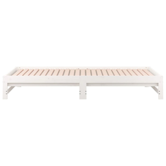 Pat de zi extensibil, alb, 2x(90x190) cm, lemn masiv de pin WALTI