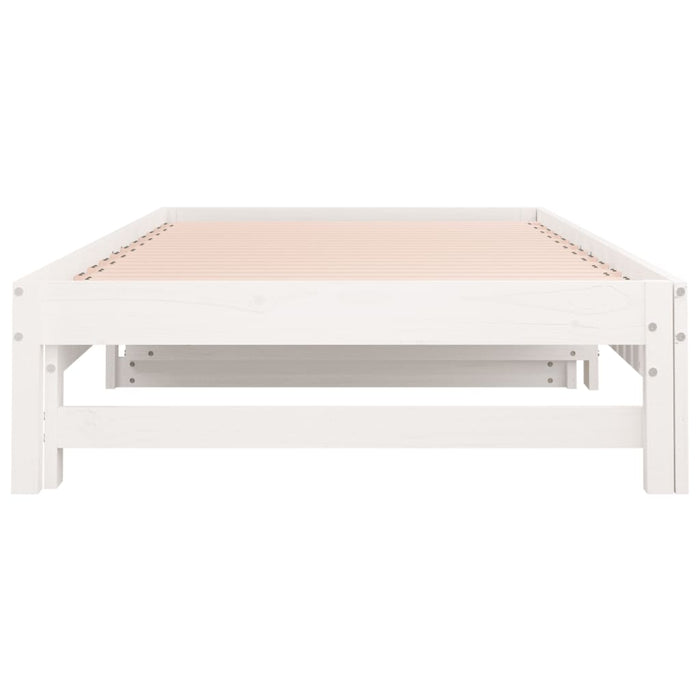 Pat de zi extensibil, alb, 2x(90x190) cm, lemn masiv de pin WALTI