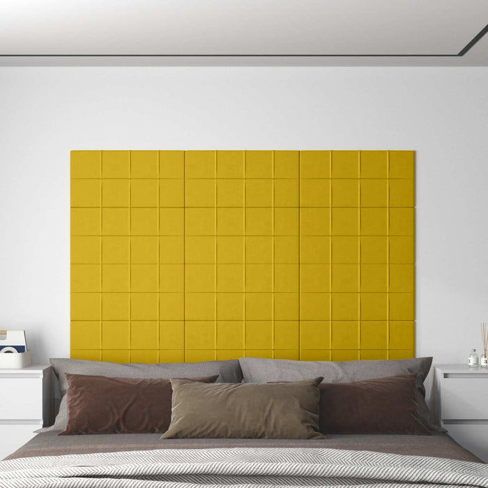 Tăblie de Pat pentru Perete 12 pcs Galben 60 x 30 cm Catifea WALTI