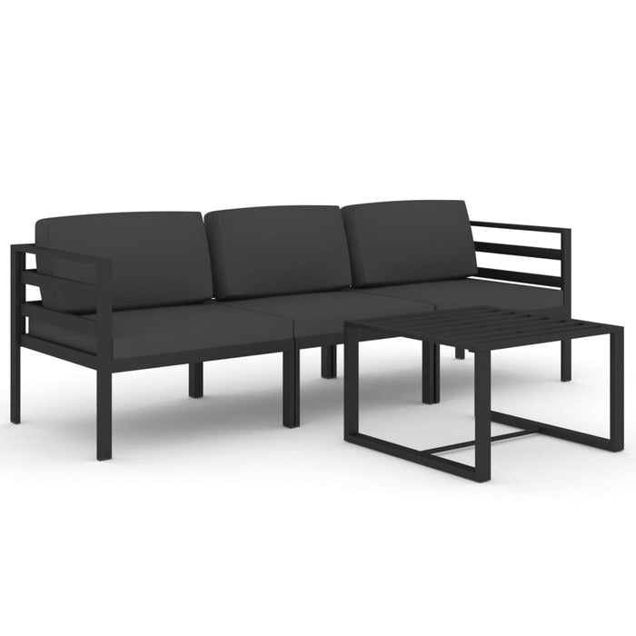 Set mobilier de grădină cu perne, 4 piese, antracit, aluminiu - WALTI WALTI