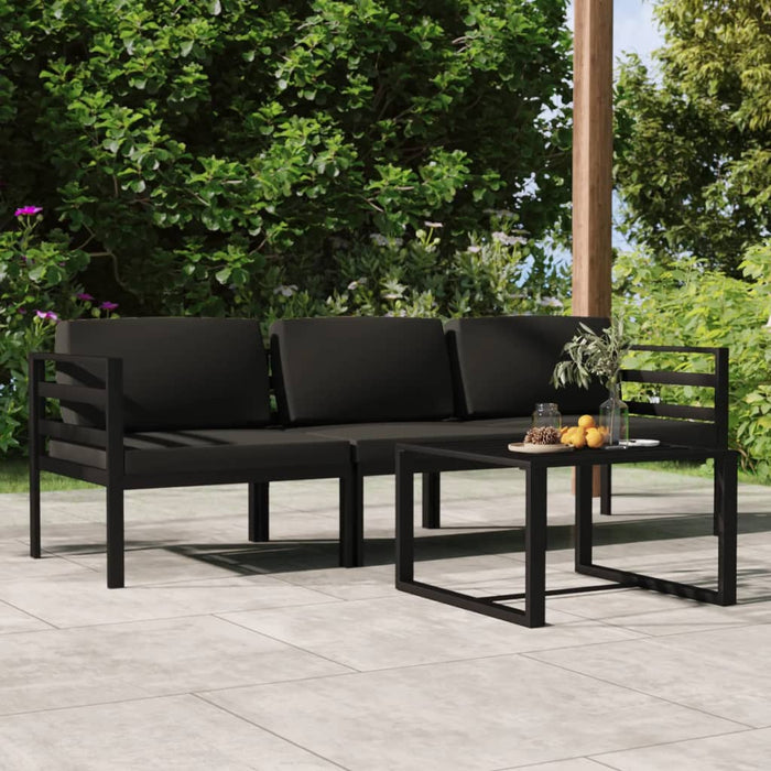 Set mobilier de grădină cu perne, 4 piese, antracit, aluminiu - WALTI WALTI