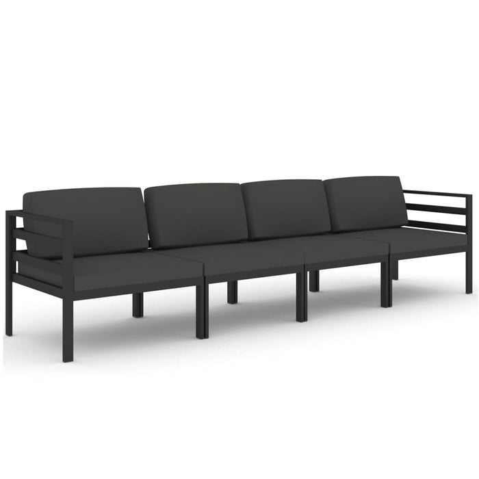 Set mobilier de grădină cu perne, 4 piese, antracit, aluminiu - WALTI WALTI