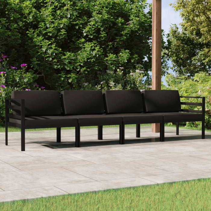 Set mobilier de grădină cu perne, 4 piese, antracit, aluminiu - WALTI WALTI