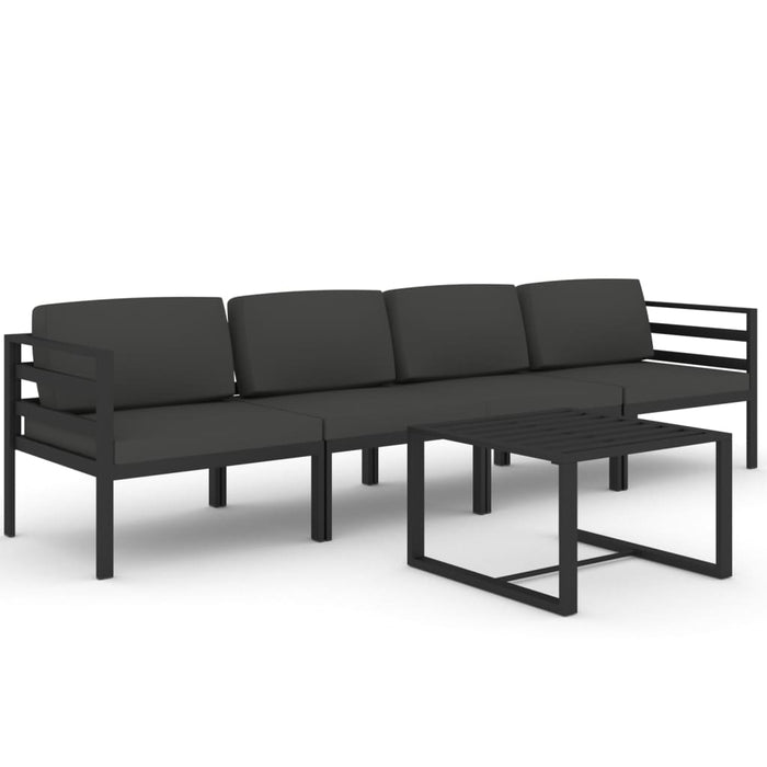 Set mobilier de grădină cu perne, 5 piese, antracit, aluminiu - WALTI WALTI