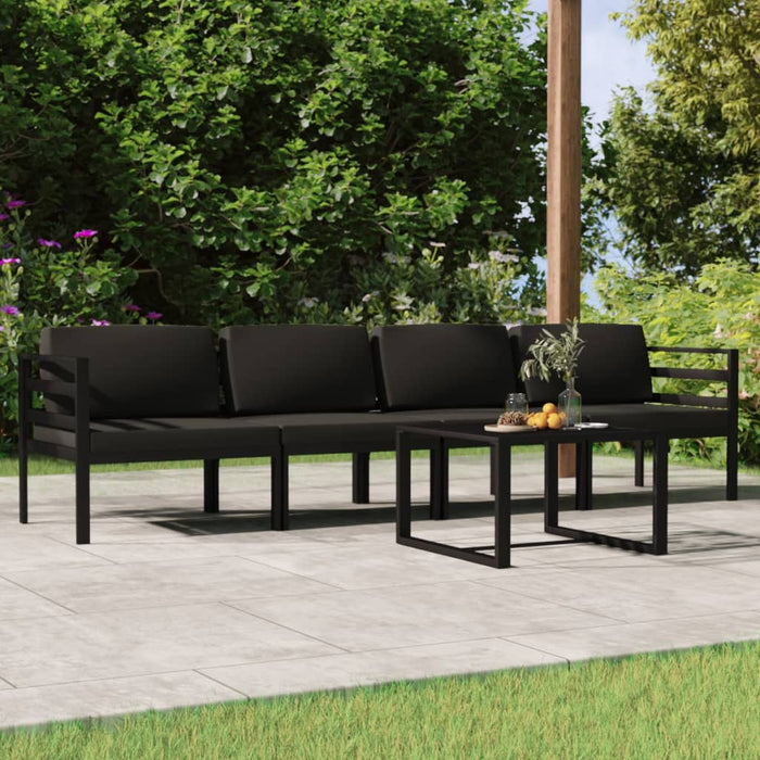 Set mobilier de grădină cu perne, 5 piese, antracit, aluminiu - WALTI WALTI