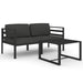 Set mobilier de grădină cu perne, 3 piese, antracit, aluminiu - WALTI WALTI