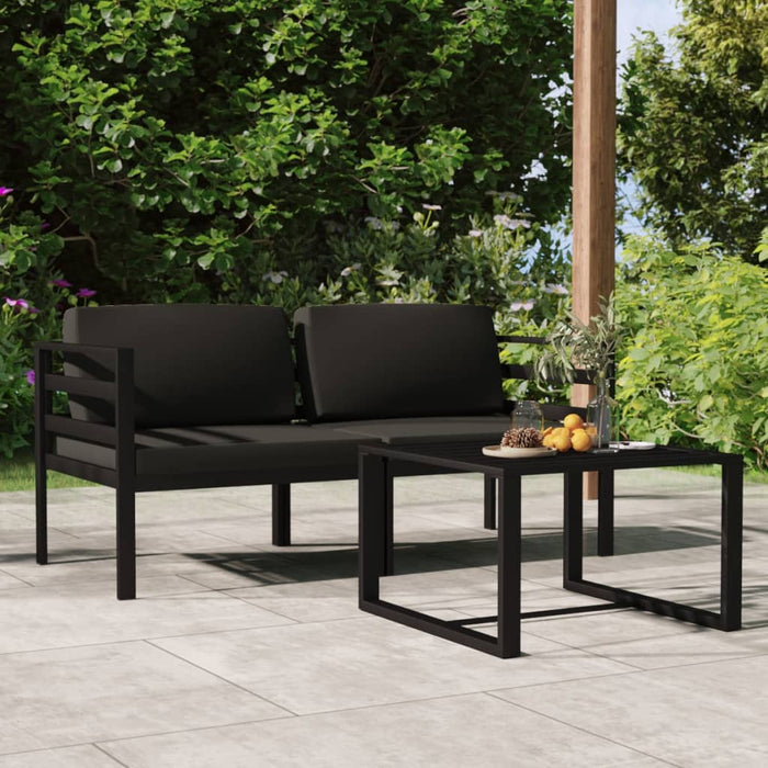 Set mobilier de grădină cu perne, 3 piese, antracit, aluminiu - WALTI WALTI