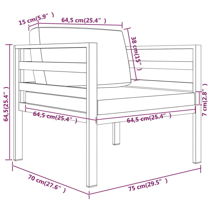 Set mobilier de grădină cu perne, 3 piese, antracit, aluminiu - WALTI WALTI