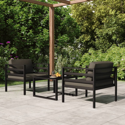 Set mobilier de grădină cu perne, 3 piese, antracit, aluminiu - WALTI WALTI