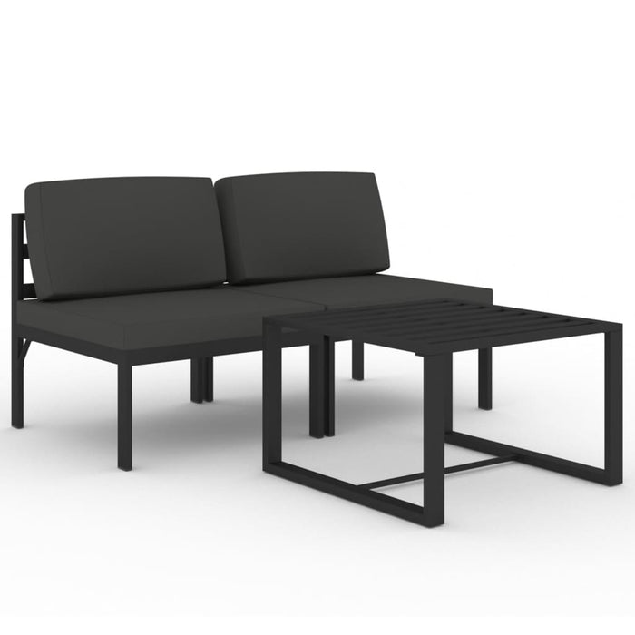 Set mobilier de grădină cu perne, 3 piese, antracit, aluminiu - WALTI WALTI