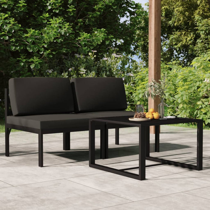 Set mobilier de grădină cu perne, 3 piese, antracit, aluminiu - WALTI WALTI
