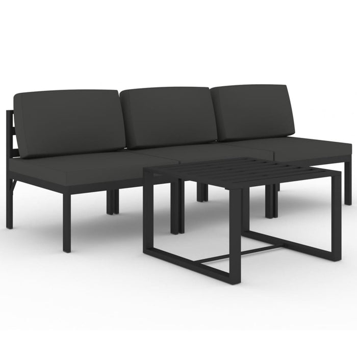 Set mobilier de grădină cu perne, 4 piese, antracit, aluminiu - WALTI WALTI