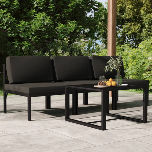 Set mobilier de grădină cu perne, 4 piese, antracit, aluminiu - WALTI WALTI