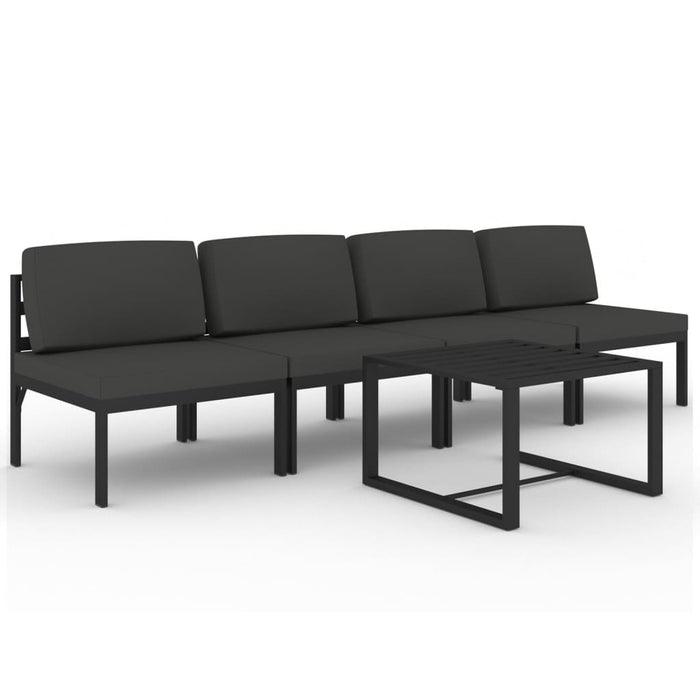 Set mobilier de grădină cu perne, 5 piese, antracit, aluminiu - WALTI WALTI