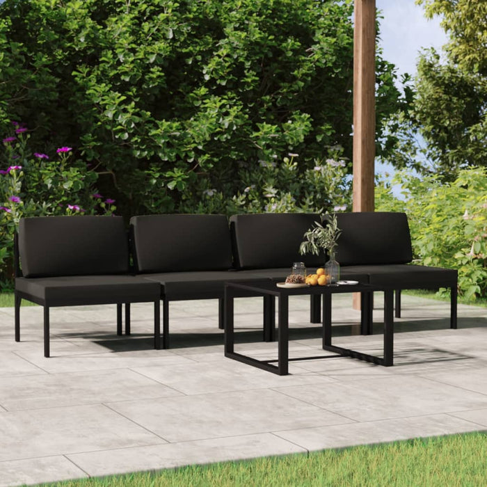 Set mobilier de grădină cu perne, 5 piese, antracit, aluminiu - WALTI WALTI
