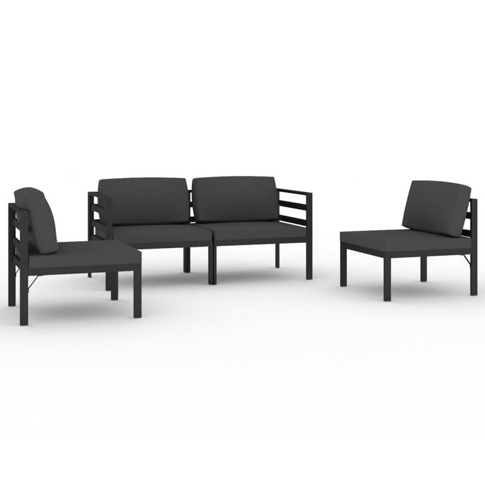 Set mobilier de grădină cu perne, 4 piese, antracit, aluminiu - WALTI WALTI