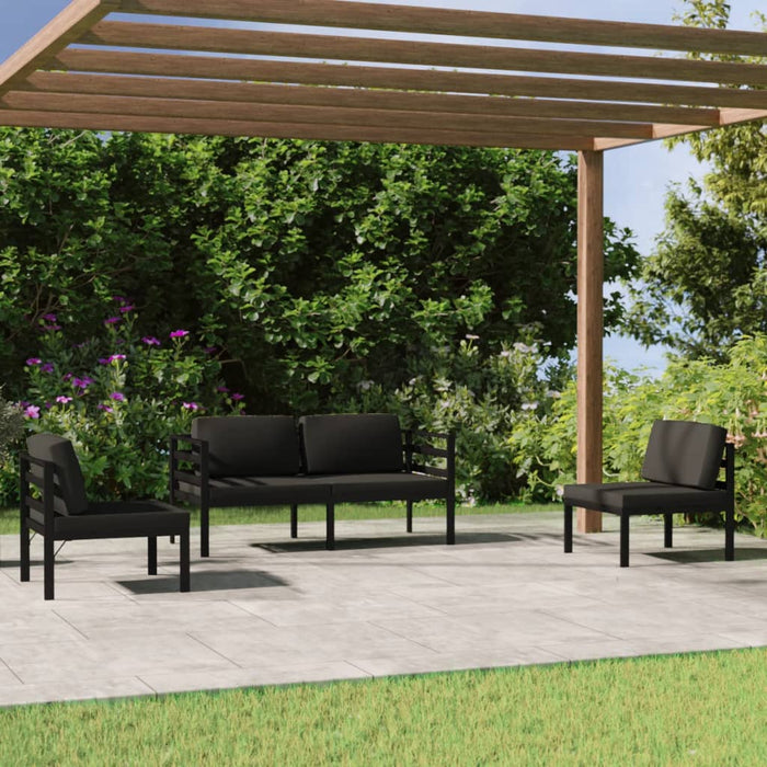 Set mobilier de grădină cu perne, 4 piese, antracit, aluminiu - WALTI WALTI