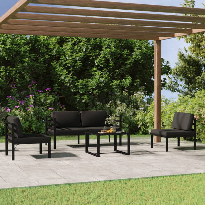 Set mobilier de grădină cu perne, 5 piese, antracit, aluminiu - WALTI WALTI