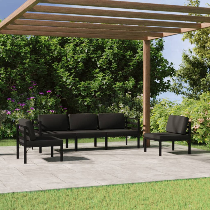 Set mobilier de grădină cu perne, 5 piese, antracit, aluminiu - WALTI WALTI