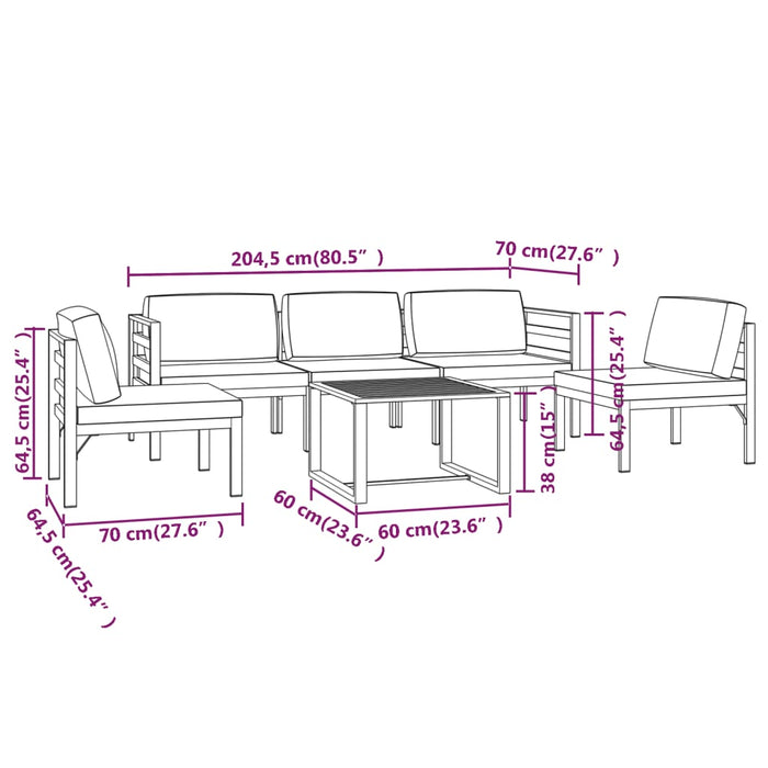 Set mobilier de grădină cu perne, 6 piese, antracit, aluminiu - WALTI WALTI