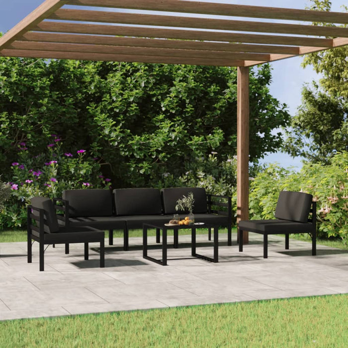 Set mobilier de grădină cu perne, 6 piese, antracit, aluminiu - WALTI WALTI