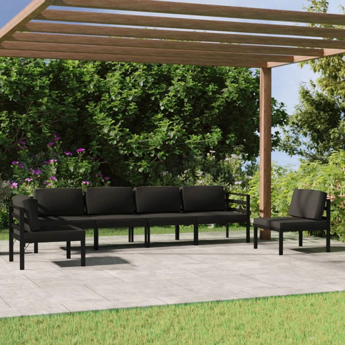 Set mobilier de grădină cu perne, 6 piese, antracit, aluminiu - WALTI WALTI