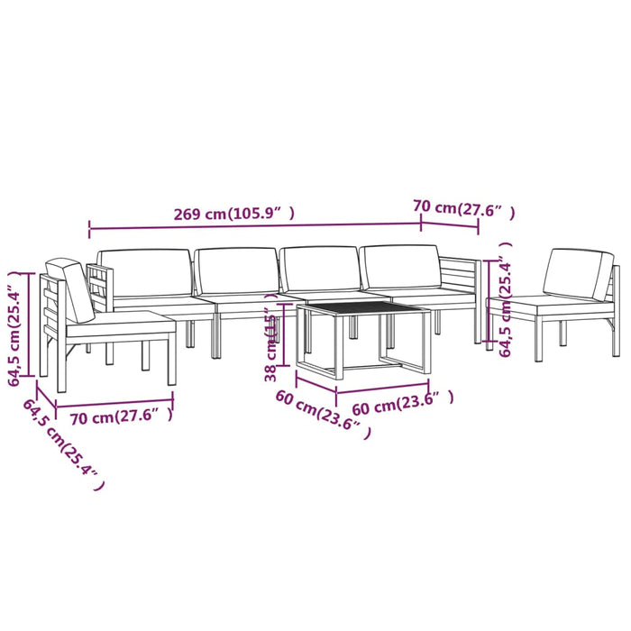 Set mobilier de grădină cu perne, 7 piese, antracit, aluminiu - WALTI WALTI