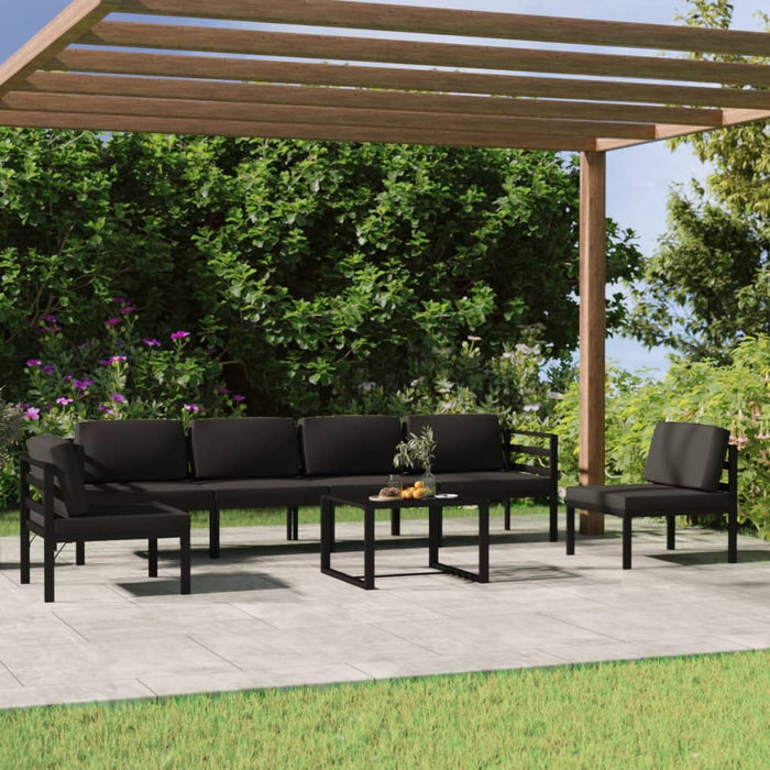 Set mobilier de grădină cu perne, 7 piese, antracit, aluminiu - WALTI WALTI