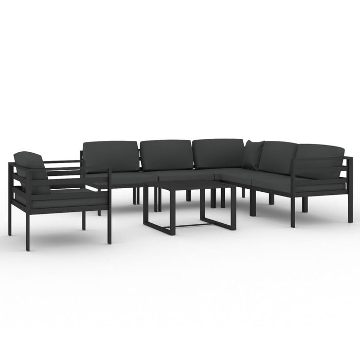 Set mobilier de grădină cu perne, 7 piese, antracit, aluminiu - WALTI WALTI