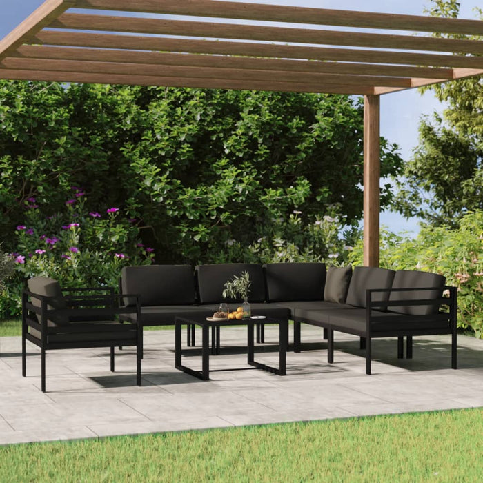Set mobilier de grădină cu perne, 7 piese, antracit, aluminiu - WALTI WALTI