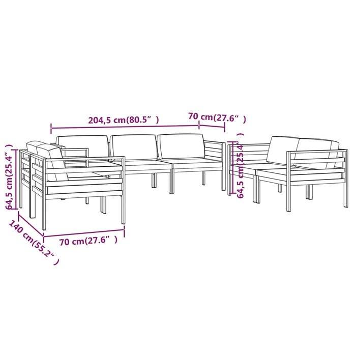 Set mobilier de grădină cu perne, 7 piese, antracit, aluminiu - WALTI WALTI