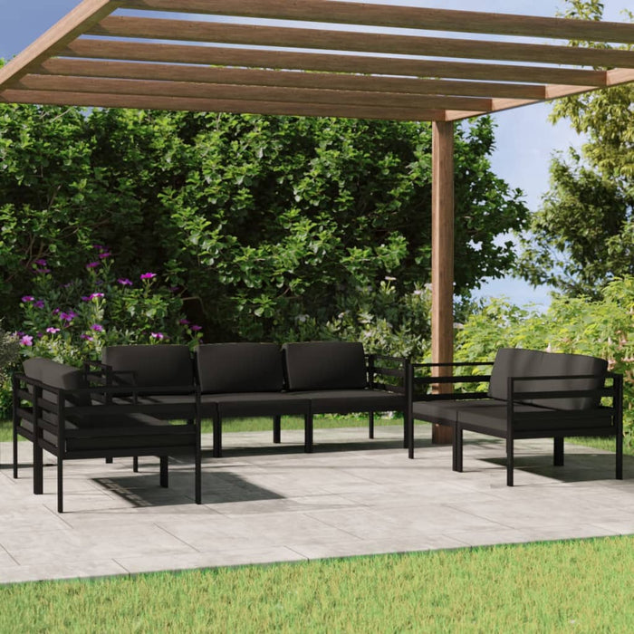 Set mobilier de grădină cu perne, 7 piese, antracit, aluminiu - WALTI WALTI