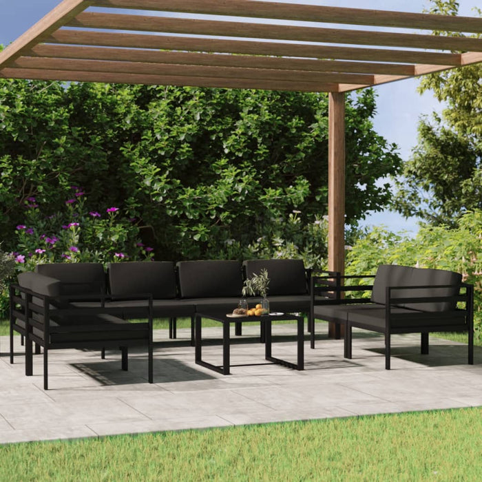 Set mobilier de grădină cu perne, 9 piese, antracit, aluminiu - WALTI WALTI
