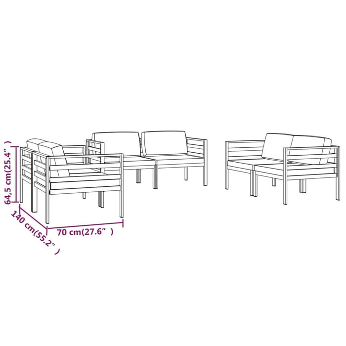 Set mobilier de grădină cu perne, 6 piese, antracit, aluminiu - WALTI WALTI