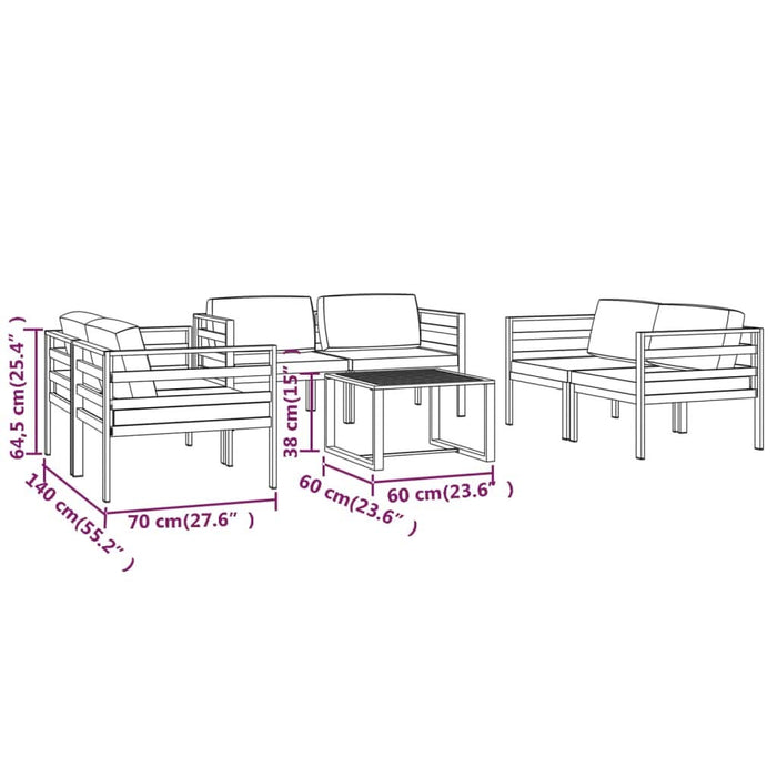 Set mobilier de grădină cu perne, 7 piese, antracit, aluminiu - WALTI WALTI