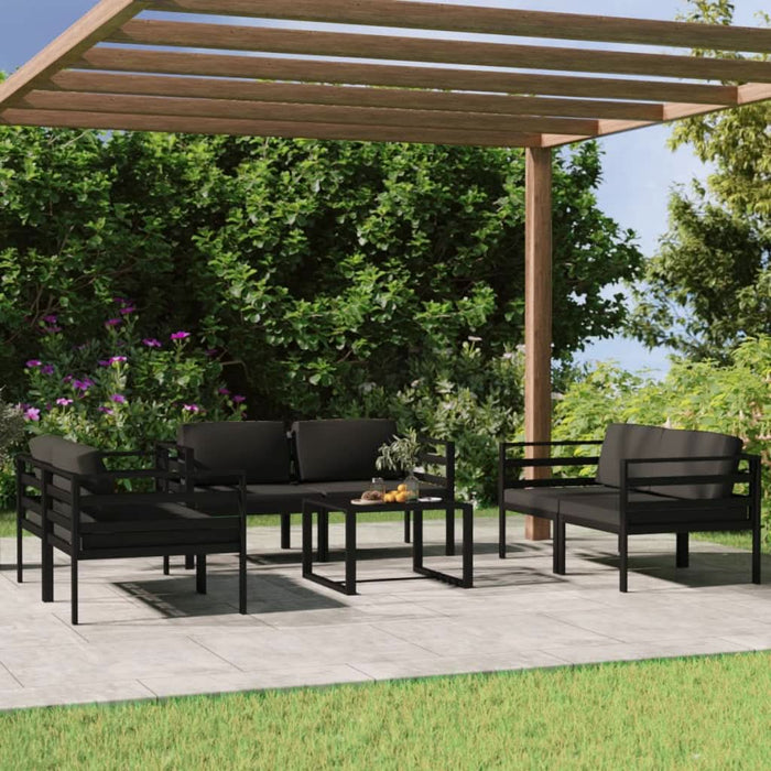 Set mobilier de grădină cu perne, 7 piese, antracit, aluminiu - WALTI WALTI