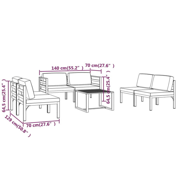 Set mobilier de grădină cu perne, 6 piese, antracit, aluminiu - WALTI WALTI