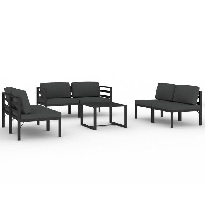 Set mobilier de grădină cu perne, 7 piese, antracit, aluminiu - WALTI WALTI
