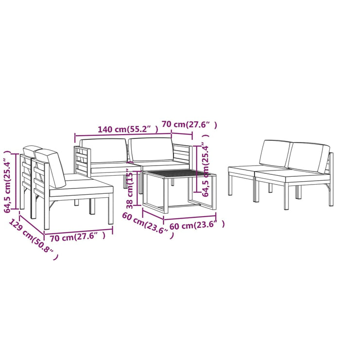Set mobilier de grădină cu perne, 7 piese, antracit, aluminiu - WALTI WALTI