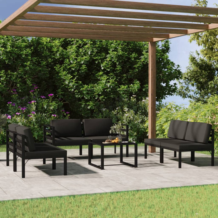 Set mobilier de grădină cu perne, 7 piese, antracit, aluminiu - WALTI WALTI