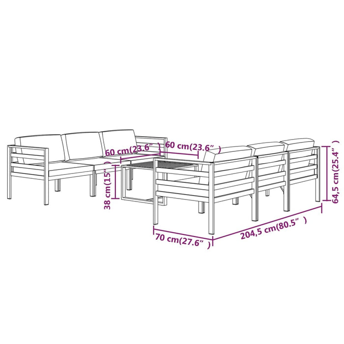 Set mobilier de grădină cu perne, 7 piese, antracit, aluminiu - WALTI WALTI