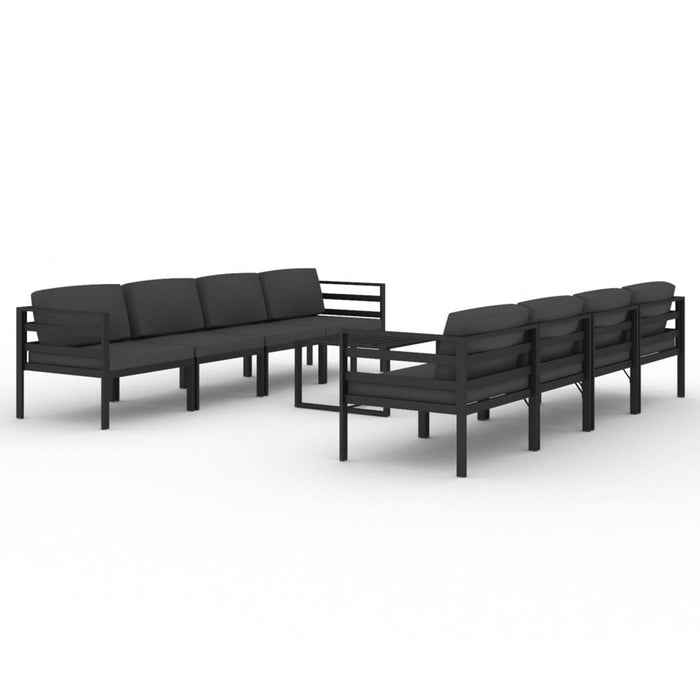 Set mobilier de grădină cu perne, 9 piese, antracit, aluminiu - WALTI WALTI