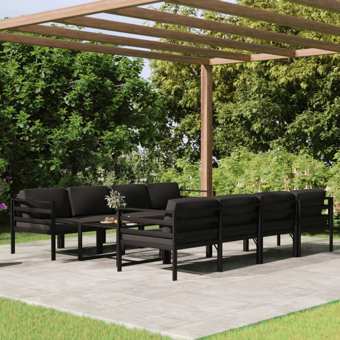 Set mobilier de grădină cu perne, 9 piese, antracit, aluminiu - WALTI WALTI
