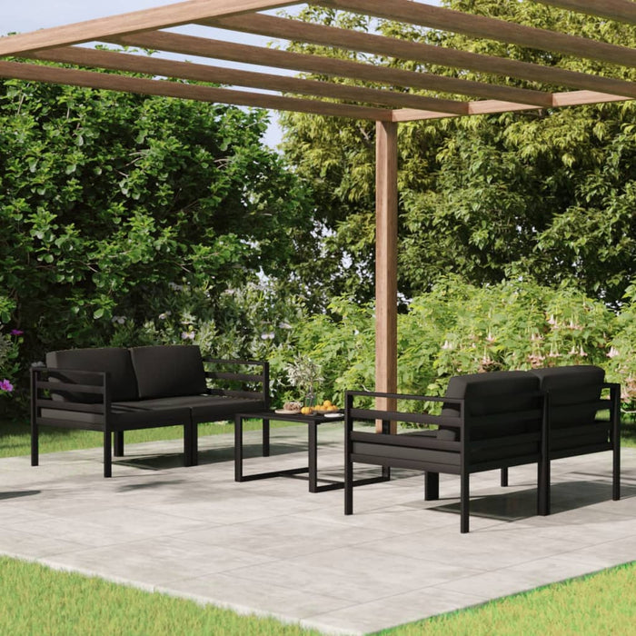 Set mobilier de grădină cu perne, 5 piese, antracit, aluminiu - WALTI WALTI