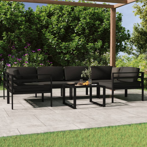 Set mobilier de grădină cu perne, 7 piese, antracit, aluminiu - WALTI WALTI
