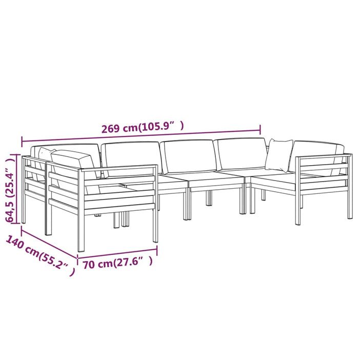 Set mobilier de grădină cu perne, 6 piese, antracit, aluminiu - WALTI WALTI